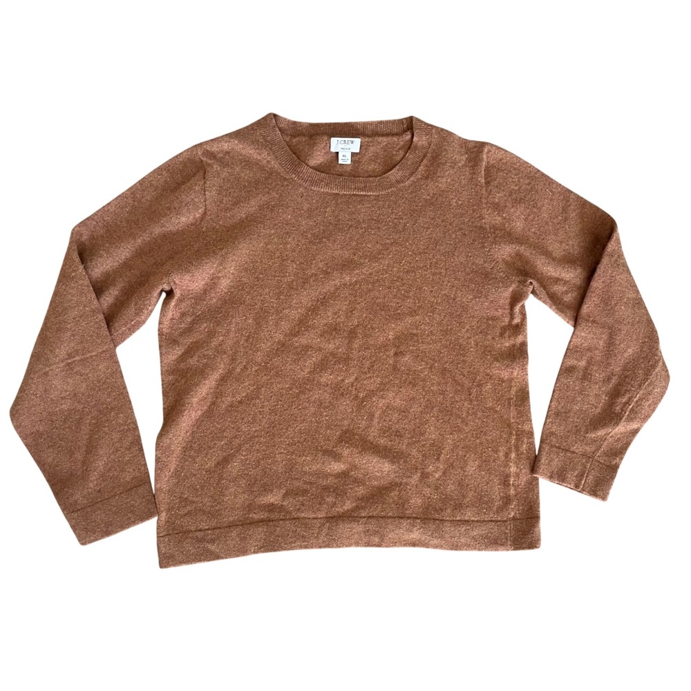 J.Crew Sweater XL Rust Brown Cotton Wool Teddie Pullover Preppy Autumn Casual